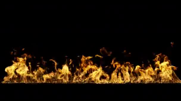 Яркая Турбулентная Линия Огня Pro Res Альфа Пасом — стоковое видео