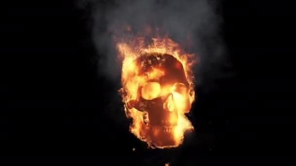 Crâne Lumineux Feu Flammes Fumée Pro Res — Video