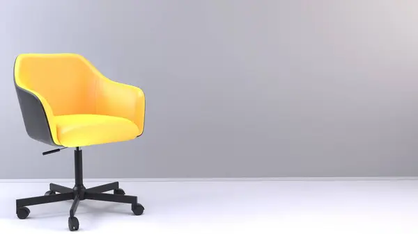 Moderní Pohodlné Žluté Kancelářské Křeslo Světle Šedé Místnosti Grafický Design — Stock fotografie