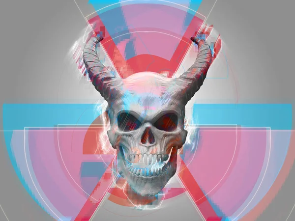Demon Skull Neon Radioactive Shapes — Stock Photo, Image