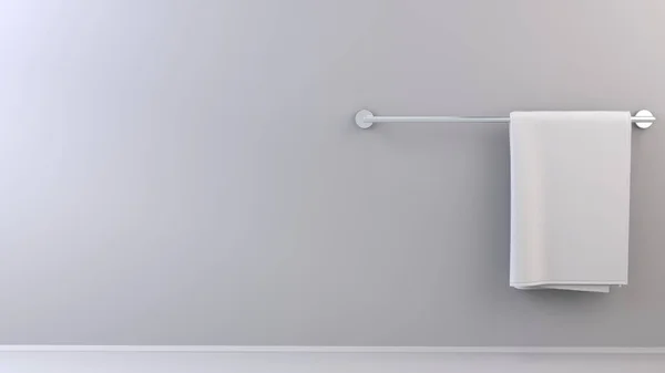 Eenvoudige Witte Handdoek Handdoekhouder Heldere Achtergrond Grafische Sjabloon Rechterkant Positionering — Stockfoto