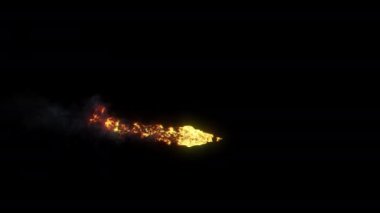 Füze ya da meteor ateşi izi efekti, yangın etkisi soldan sağa doğru - alfa maskeli geçiş - 4K Pro Res 60 fps