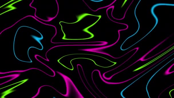 Formas Abstractas Movimiento Flujo Colores Brillantes Neón Fps Pro Res — Vídeos de Stock
