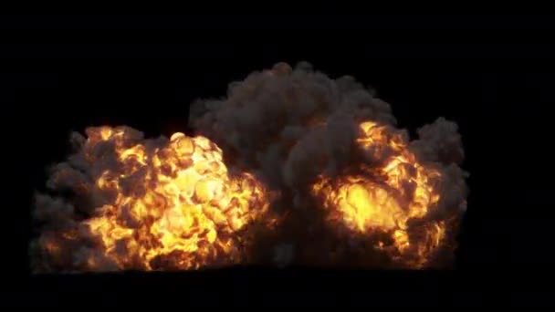 Několik Velkých Pozemních Explozí Explodujících Jeden Druhém Vytvářejících Jednu Obrovskou — Stock video