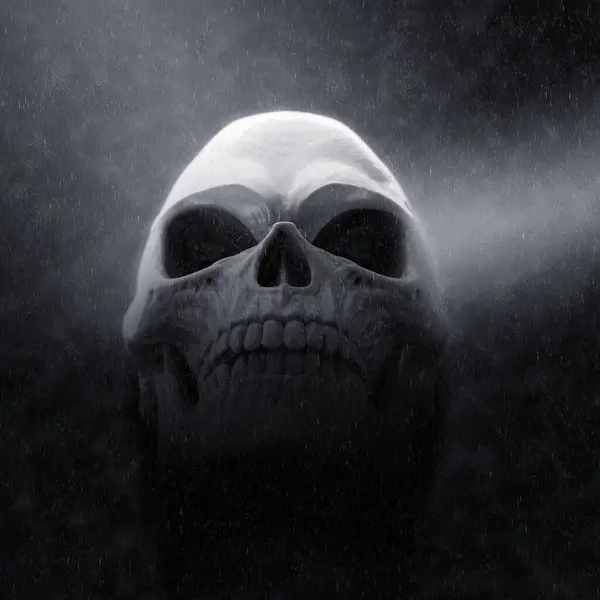 Cráneo Blanco Espeluznante Lluvia Disparo Atmosférico Fotos De Stock Sin Royalties Gratis