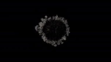 Hızlı dönen dairesel alev ve duman patlaması şok dalgası - 60fps 4K Pro Res ve maske kartı