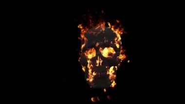 Kafatası alevler içinde, alevli kafatası, görsel efekt elementi - 60 fps, maskeli 4K Pro Res