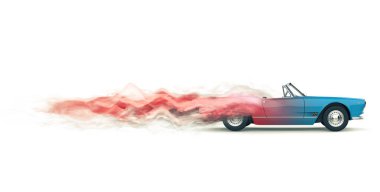 Üstü açılabilen iki renkli klasik lüks araba - parçalanan hız izleri etkisi
