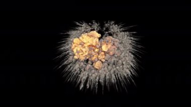 Büyük füze şok dalgası ile vuruldu ve patladı - üst görüş - 60 fps, maske geçiş ile 4K Pro Res