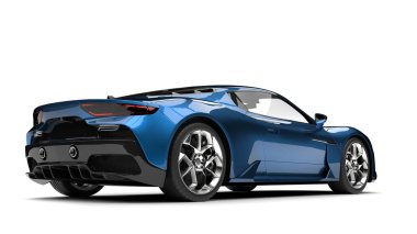 Modern metalik mavi lüks pahalı spor araba - arka manzara