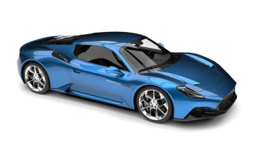 Modern metalik mavi lüks pahalı spor araba - güzellik çekimi