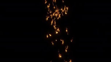 Ateş enkazı düşüyor - yanan şeyler düşüyor - Maskeli 4K Pro Res, 60 fps