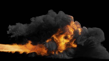Yağ yangını ve kalın siyah duman