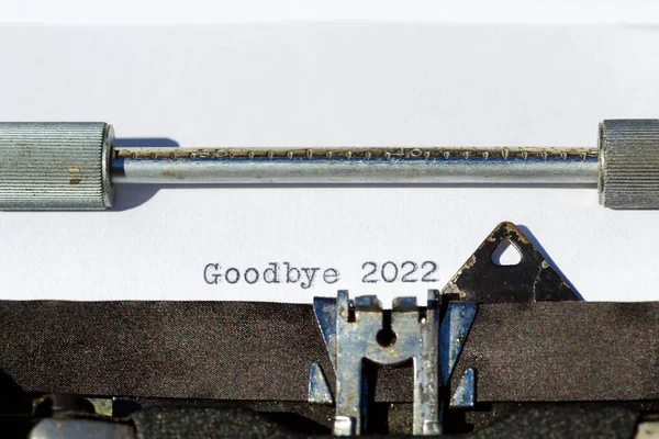 Velha Máquina Escrever Com Frase Adeus 2022 — Fotografia de Stock