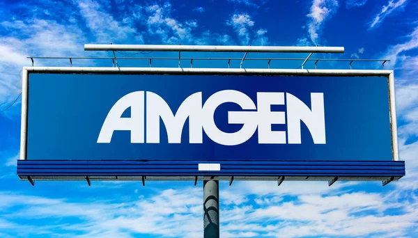 Poznan Pol Oct 2022 Reclame Billboard Met Logo Van Amgen — Stockfoto