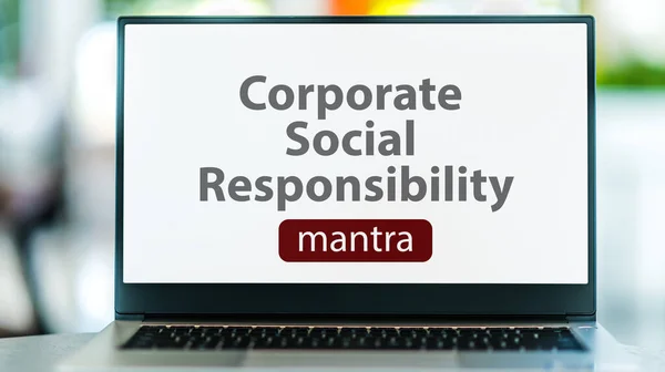 Laptop Computer Displaying Catchword Corporate Social Responsibility — Stock Photo, Image