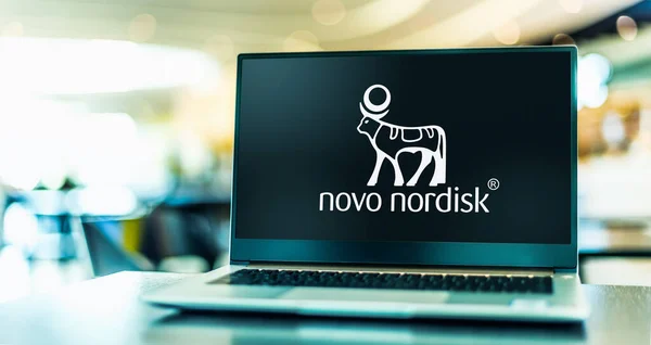 Poznan Pol Oct 2022 Ordinateur Portable Affichant Logo Novo Nordisk — Photo