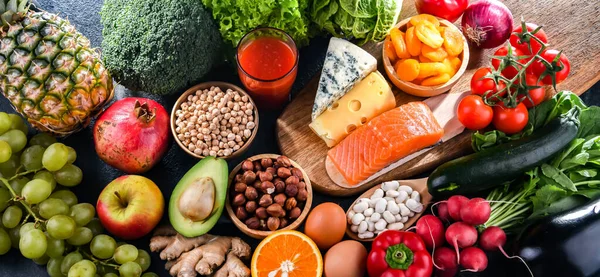 代表营养主义饮食的食品 可改善整体健康状况 — 图库照片