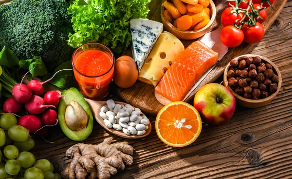 Produkty Żywnościowe Reprezentujące Dietę Dietetyczną Które Mogą Poprawić Ogólny Stan — Zdjęcie stockowe