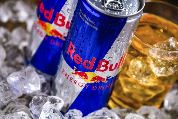 Poznan Pol Nov 2022 Latas Red Bull Una Bebida Energética —  Fotos de Stock