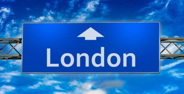 Road sign indicating direction to the city of London.