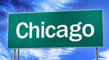 Road sign informing of the entrance to the city of Chicago.
