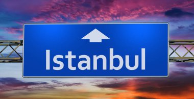 Road sign indicating direction to the city of Istanbul.