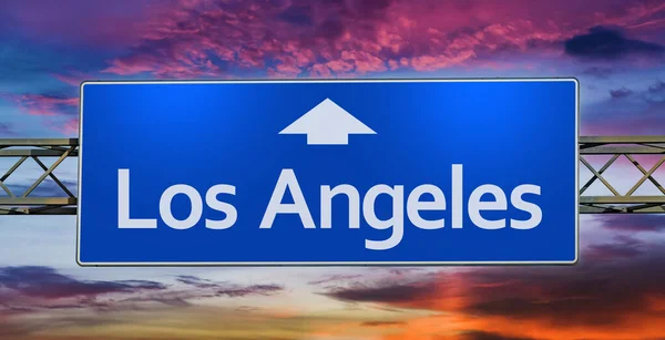 Road Sign Indicating Direction City Los Angeles — Stock Photo, Image