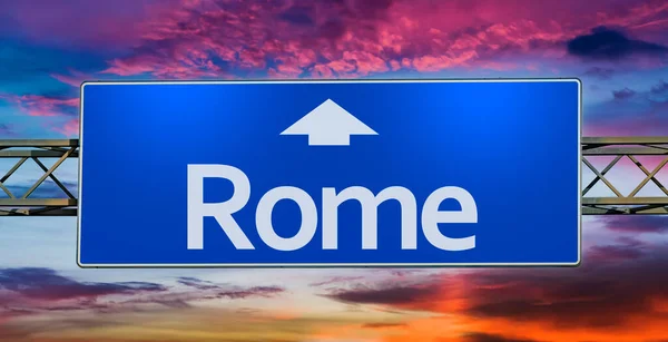 Road Sign Indicating Direction City Rome — Stock Photo, Image