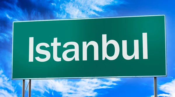 Road Sign Informing Entrance City Istanbul —  Fotos de Stock