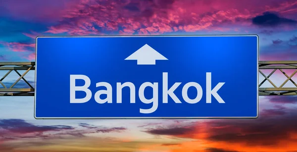 Road Sign Indicating Direction City Bangkok — Stock Photo, Image