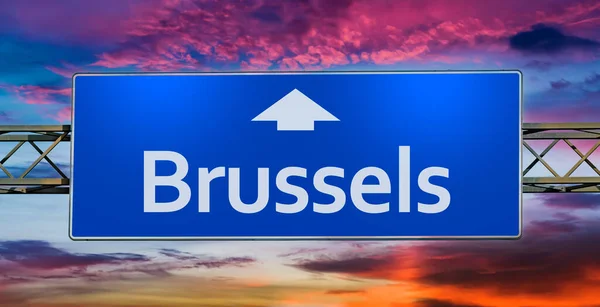 Road Sign Indicating Direction City Brussels — Stock Photo, Image
