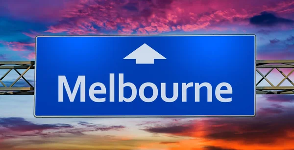 Road Sign Indicating Direction City Melbourne — Stock Photo, Image
