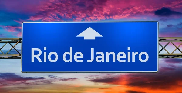 Road Sign Indicating Direction City Rio Janeiro — Stock Photo, Image