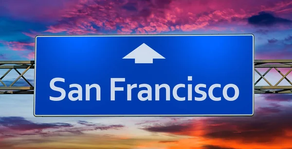 Road Sign Indicating Direction City San Francisco — Stock Photo, Image
