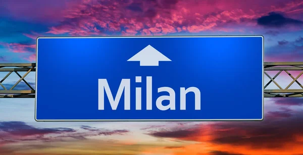 Road Sign Indicating Direction City Milan — Stock Photo, Image