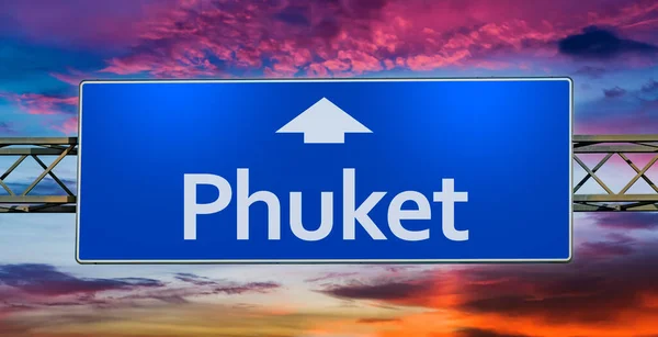 Road Sign Indicating Direction City Phuket — Stock Photo, Image