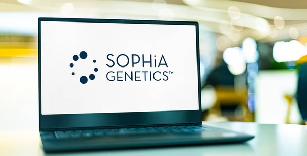 Poznan Pol Dec 2022 Laptop Computer Displaying Logo Sophia Genetics — Zdjęcie stockowe
