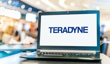 POZNAN, POL - DEC 28, 2022: Laptop computer displaying logo of Teradyne, an automatic test equipment designer and manufacturer based in North Reading, Massachusetts, USA