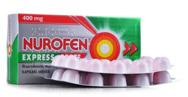 POZNAN, POL - DEC 14, 2022: Package of Nurofen, a brand name range of pain-relief medication containing ibuprofen made by the British multinational Reckitt