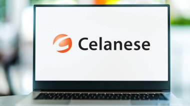 POZNAN, POL - DEC 28, 2022: Laptop computer displaying logo of Celanese, a technology and specialty materials company headquartered in Irving, Texas, USA
