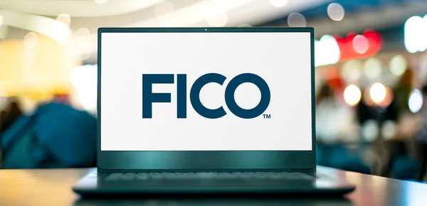 Poznan Pol May 2022 Комп Ютер Laptop Демонструє Логотип Fico — стокове фото