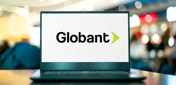 Poznan Pol May 2022 Комп Ютер Laptop Демонструє Логотип Globant — стокове фото