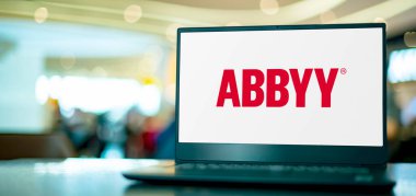 POZNAN, POL - 28 Haziran 2022: ABBYY İyi Okuyucu PDF 'nin logosunu gösteren dizüstü bilgisayar, ABBYY tarafından geliştirilen optik karakter tanıma (OCR) uygulaması