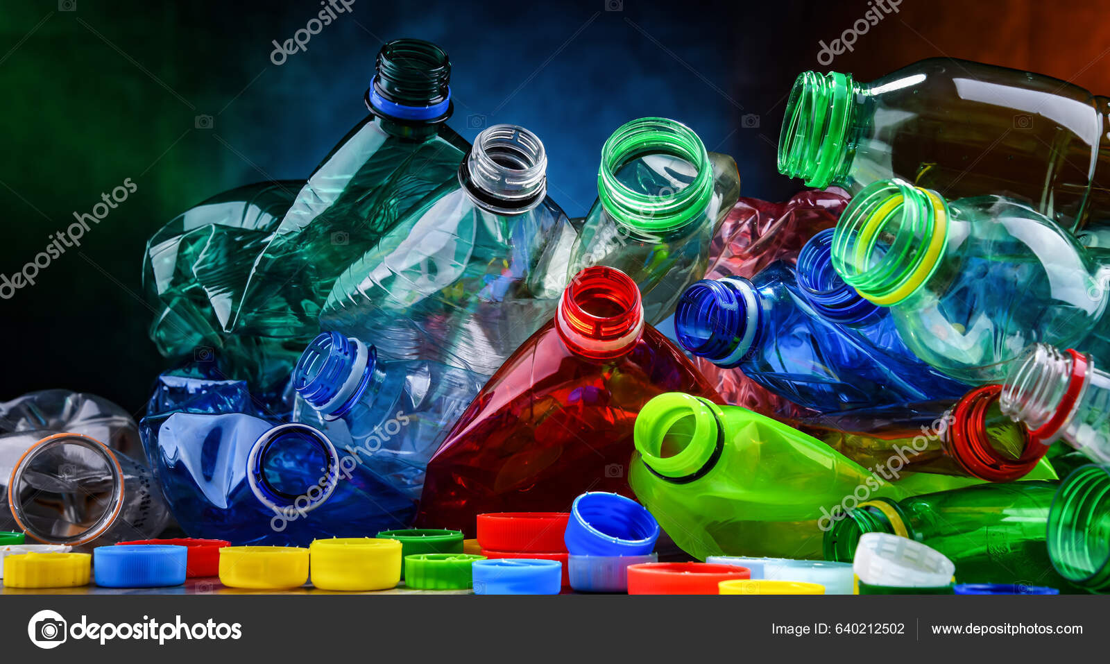 Empty Colored Drink Bottles Recyclable Plastic Waste Stock Photo by ©monticello 640212502