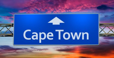 Road sign indicating direction to the city of Cape Town.