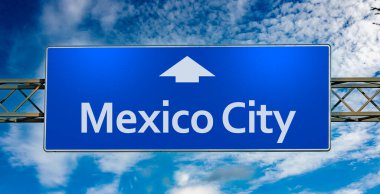 Road sign indicating direction to the city of Mexico City