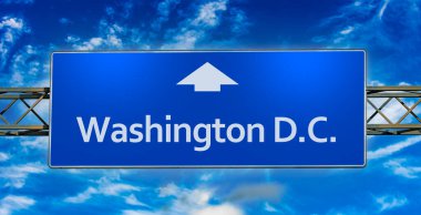Road sign indicating direction to Washington D.C.