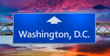 Road sign indicating direction to Washintgon, D.C.