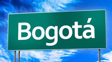 Road sign informing of the entrance to the city of Bogota.